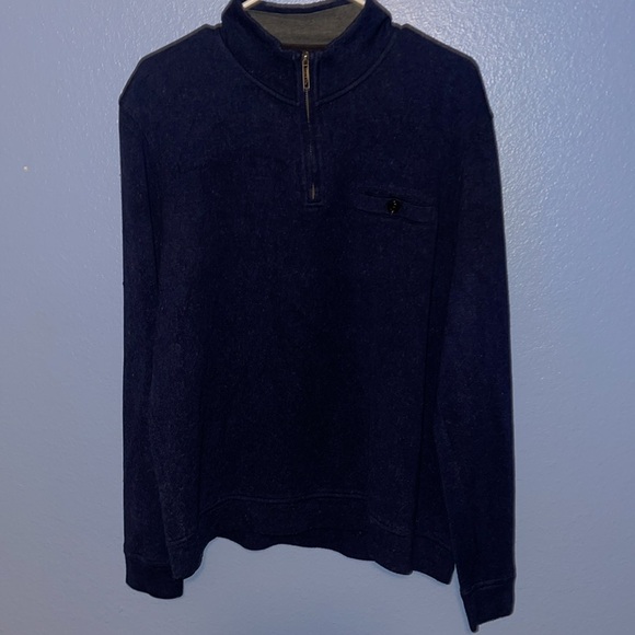 Ted Baker Mens Blue Quarter Zip Sweater Pullover Knit Cotton Size XL 6. X - Picture 2 of 6